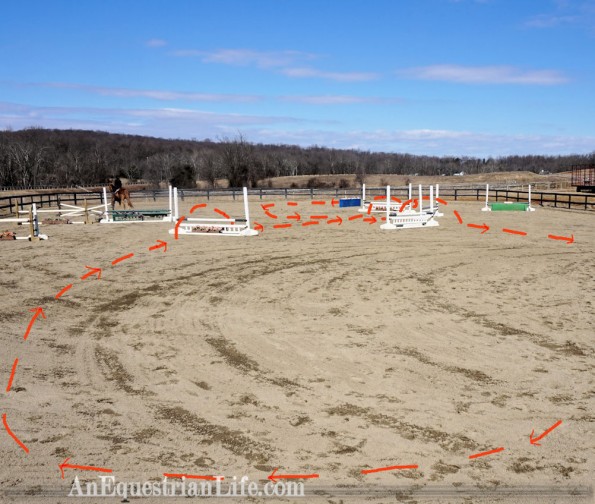 horse jumping course diagonal line