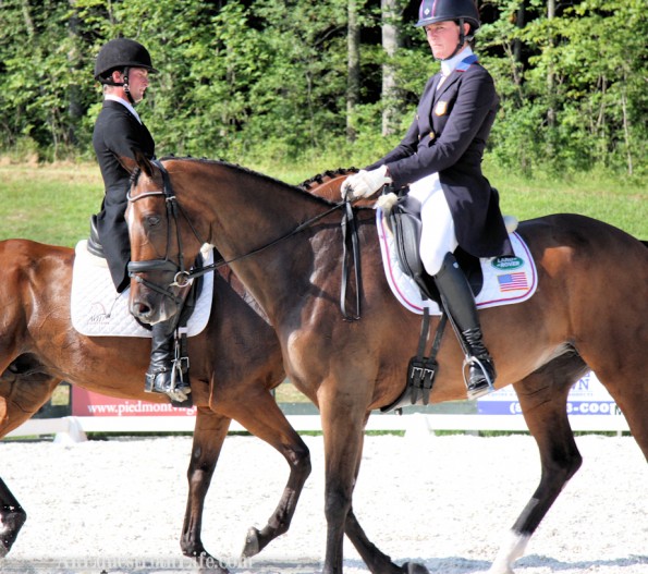 And yet they still managed to be on top of each other! Lauren Kieffer (USA) on Meadowbrook's Scarlett in the front, and Waylon Roberts (CAN) on Kelecyn Cognac in the back.