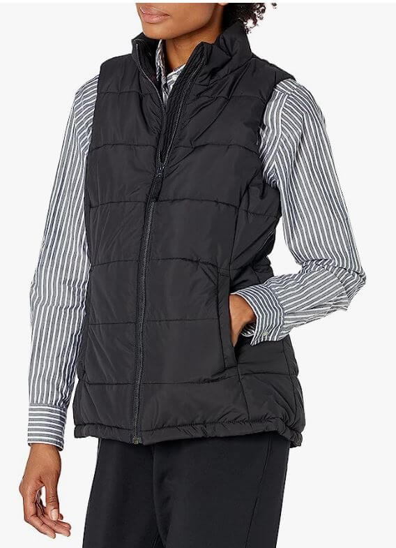 ecommerce image of woman wearing puffer vest