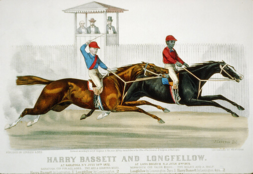 drawing of racehorses in 1872