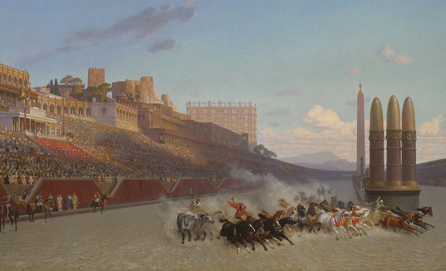 painting of a Greek chariot race