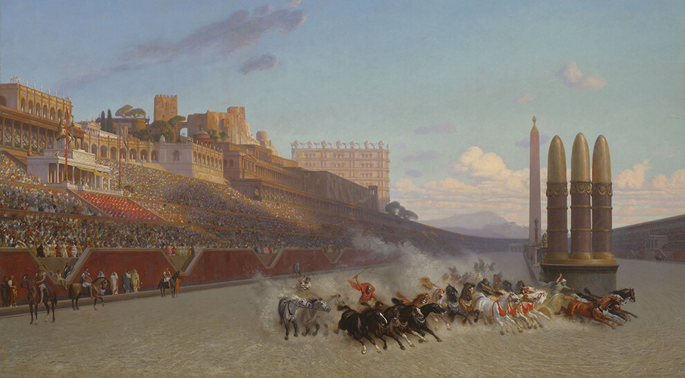 painting of a Greek chariot race