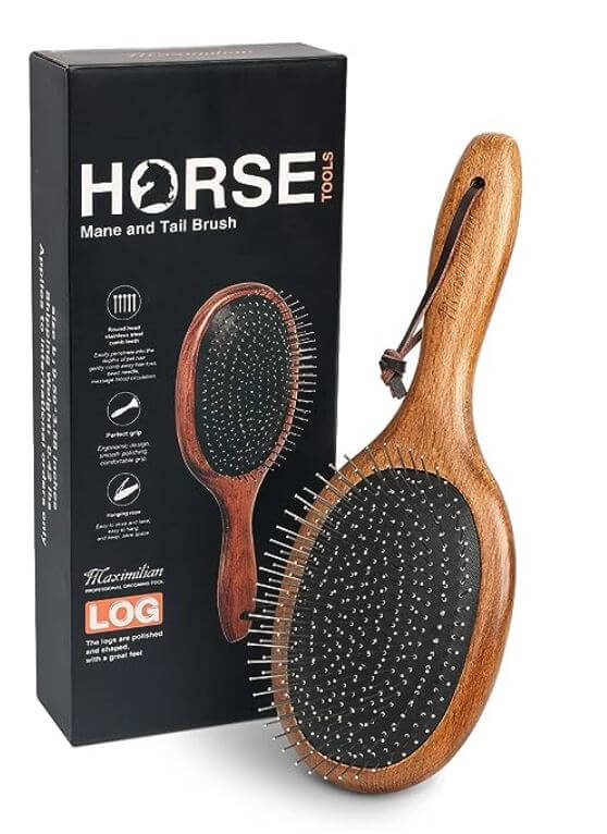 wooden handle mane and tail brush