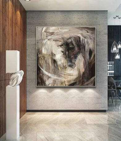 abstract equestrian art in a home