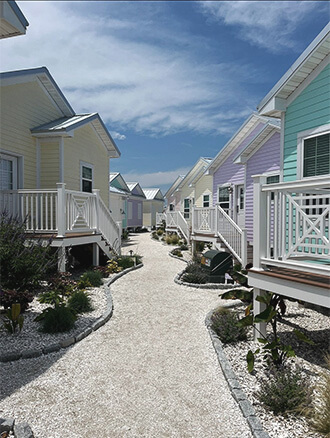 down the path of the Key West Cottages located in Chincoteague Virginia