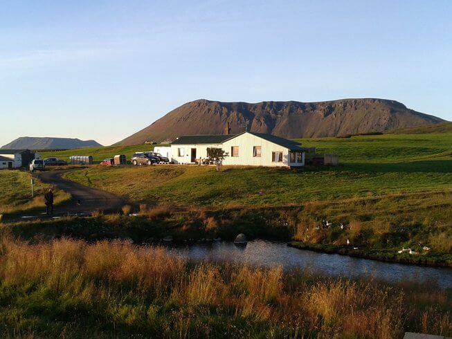view of bunkhouse for horseback riding tours in Iceland, located in the northern highlands