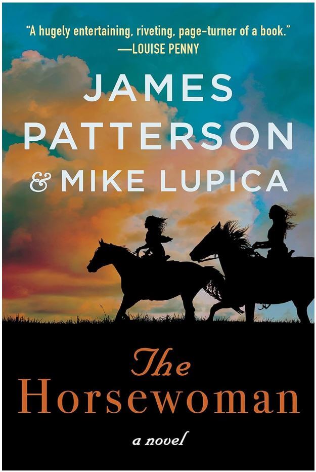 cover image of The Horsewoman with two riders on horseback against a sunset