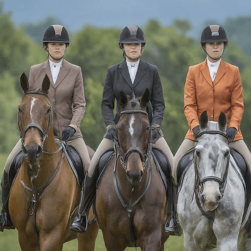 AI generated image of three horsewomen riding horses together