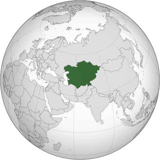 map showing Central Asia, the origin of the Ferghana horses