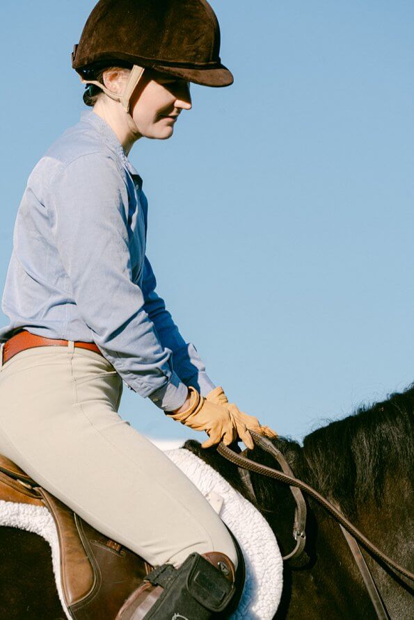close up of mounted horseback rider